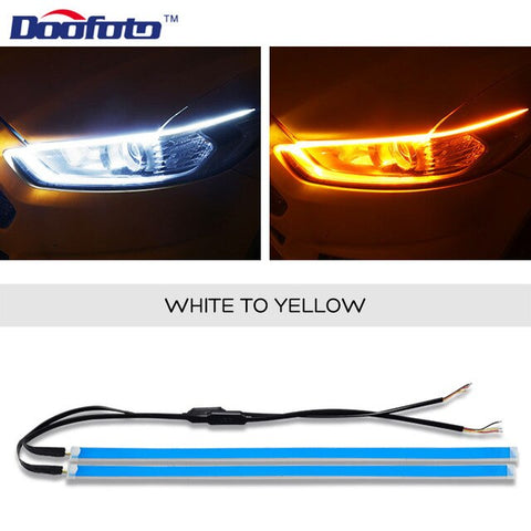 Doofoto 2x DRL LED Daytime Running Light Controller Turn Signal Light All in One Flexible Ultrafine Strip Waterproof For All Car