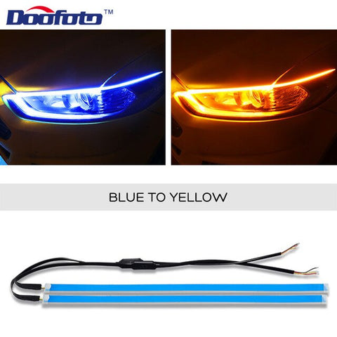 Doofoto 2x DRL LED Daytime Running Light Controller Turn Signal Light All in One Flexible Ultrafine Strip Waterproof For All Car