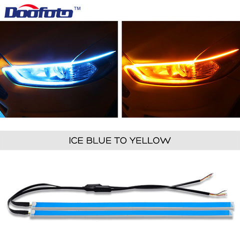 Doofoto 2x DRL LED Daytime Running Light Controller Turn Signal Light All in One Flexible Ultrafine Strip Waterproof For All Car