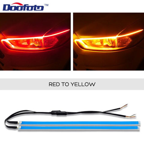Doofoto 2x DRL LED Daytime Running Light Controller Turn Signal Light All in One Flexible Ultrafine Strip Waterproof For All Car