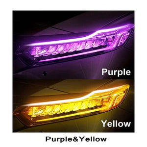 Professional 2x Ultrafine 45cm Cars DRL LED Daytime Running Lights White Turn Signal Yellow Guide Strip for Headlight Assembly