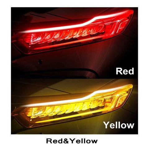 Professional 2x Ultrafine 45cm Cars DRL LED Daytime Running Lights White Turn Signal Yellow Guide Strip for Headlight Assembly