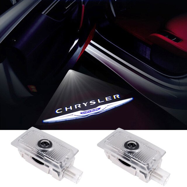 1 Pair Car Door Courtesy Logo Light LED Laser Projector Welcome Decor Lamp 12V For Chrysler 200 300 Sebring Lancia Thema SRT8