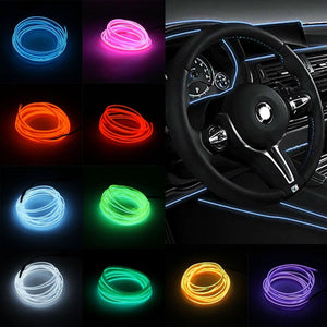 1PC LED EL Light Car Vehicle DIY Light Flexible Interior Decoration Moulding Light Strip Car Party Decoration Light Car-styling