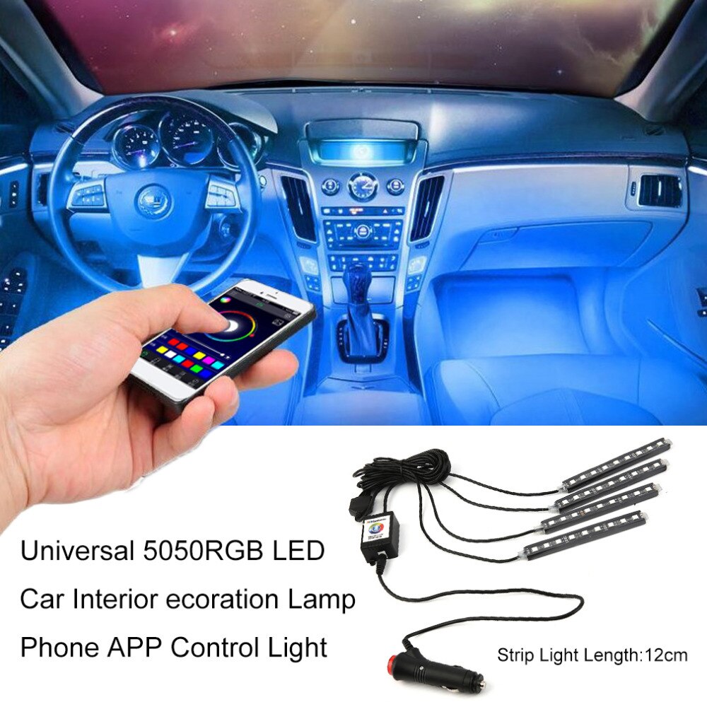 2017 hot 5050RGB LED Car Interior Atmosphere Decoration Lamp Phone APP Control Vehicle LED Strip Light For IOS For Android