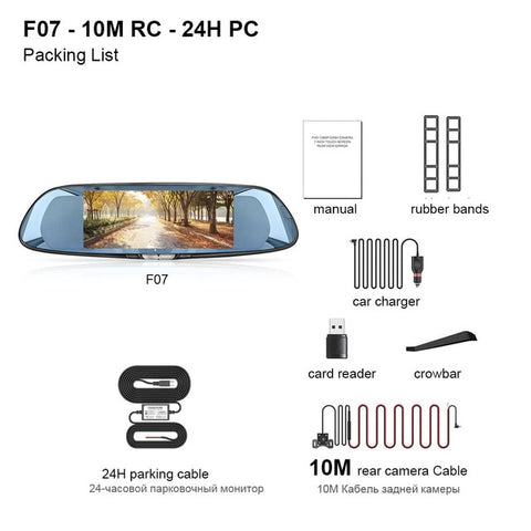 7 Inch Touch Screen Car DVR Dual Lens Rear view Camera Mirror Video Recorder Dash Cam Auto Video Recorder Parking Dash Cam