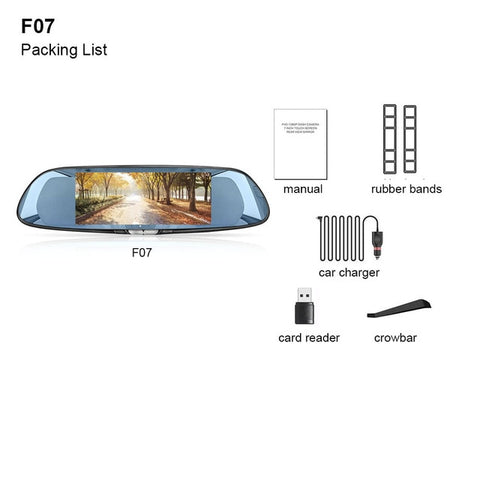 7 Inch Touch Screen Car DVR Dual Lens Rear view Camera Mirror Video Recorder Dash Cam Auto Video Recorder Parking Dash Cam