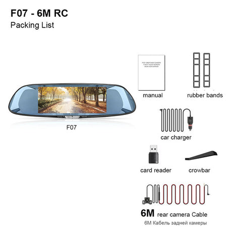 7 Inch Touch Screen Car DVR Dual Lens Rear view Camera Mirror Video Recorder Dash Cam Auto Video Recorder Parking Dash Cam