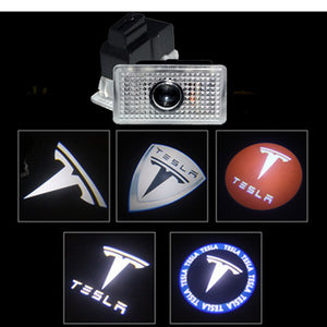 2Pcs For Tesla MODEL 3 S X Logo Projector LED Decorative Lamp Car Door Welcome Lights Shadow Light