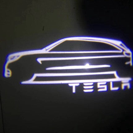 2Pcs For Tesla MODEL 3 S X Logo Projector LED Decorative Lamp Car Door Welcome Lights Shadow Light