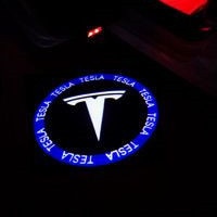 2Pcs For Tesla MODEL 3 S X Logo Projector LED Decorative Lamp Car Door Welcome Lights Shadow Light