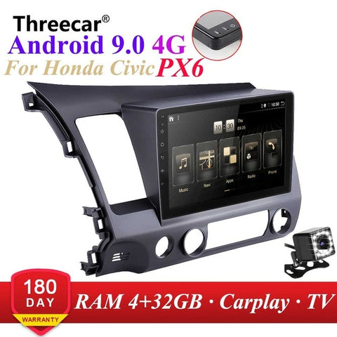 PX6 Android 9.0 DSP Car Radio For 2006-2011 Honda Civic Multimedia Video Player Navigation GPS wifi 4G OBD SWC Camera TMPS 2din