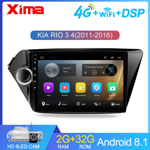 Car Android Multimedia Video Player For KIA RIO 3 4 2011 - 2016 2017 2din Car Radio Navigation Bluetooth autoradio With Car dvr