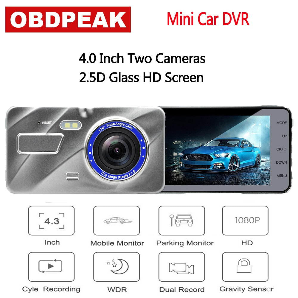 4.0 Inch Car DVR Camera  Rearview Mirror FHD 1080P Digital Video Recorder Dash Cam Dual Lens DVR Dash Camera Auto Registrator