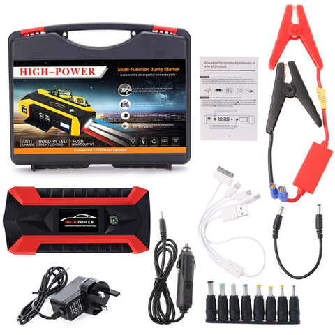 High Quality New 4 USB Portable Car Jump Starter Pack Booster Charger Battery Power Bank 89800mAh