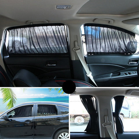Car Window Aluminum Shrinkable Windowshade Curtain Car Side Window Sunshades UV Protection 50S/L Auto Rear Windshield Sun Block