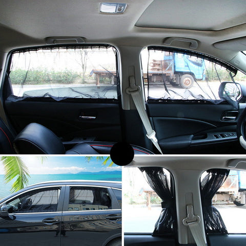 Car Window Aluminum Shrinkable Windowshade Curtain Car Side Window Sunshades UV Protection 50S/L Auto Rear Windshield Sun Block
