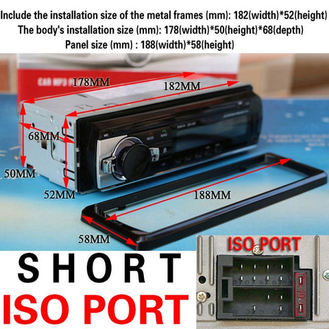 HOT 12V Bluetooth Car Stereo FM Radio MP3 Audio Player 5V Charger USB SD AUX Auto Electronics Subwoofer In-Dash 1 DIN Autoradio