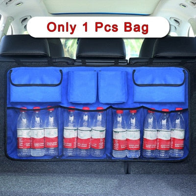 Car Rear Seat Back Storage Bag Multi Hanging Nets Pocket Trunk Bag Organizer Auto Stowing Tidying Interior Accessories Supplies