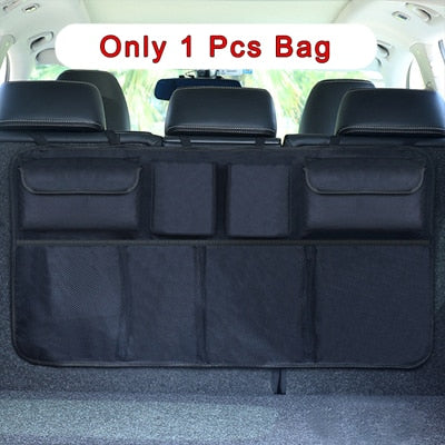 Car Rear Seat Back Storage Bag Multi Hanging Nets Pocket Trunk Bag Organizer Auto Stowing Tidying Interior Accessories Supplies