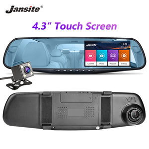 Jansite Car DVR Dual Lens Touch Screen FHD Car Camera Video Recorder Rearview Mirror With Rear view DVR Dashcam Auto Registrator