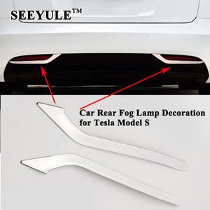 2pcs/set SEEYULE Car Rear Fog Lamp Decoration Trim Styling Sequin Cover Sticker Car Exterior Accessories Refit for Tesla Model S