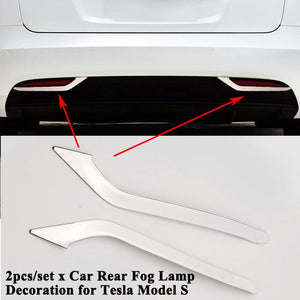 2pcs/set SEEYULE Car Rear Fog Lamp Decoration Trim Styling Sequin Cover Sticker Car Exterior Accessories Refit for Tesla Model S