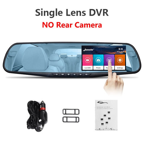 Jansite Car DVR Dual Lens Touch Screen FHD Car Camera Video Recorder Rearview Mirror With Rear view DVR Dashcam Auto Registrator