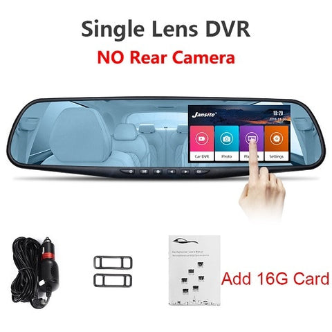Jansite Car DVR Dual Lens Touch Screen FHD Car Camera Video Recorder Rearview Mirror With Rear view DVR Dashcam Auto Registrator
