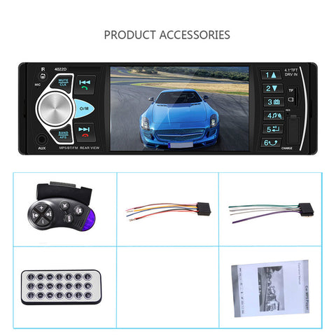 Hikity Car Radio 1 din 4022d FM radio car Auto Audio Stereo Bluetooth Autoradio Support Rear view Camera Steering Wheel Contral