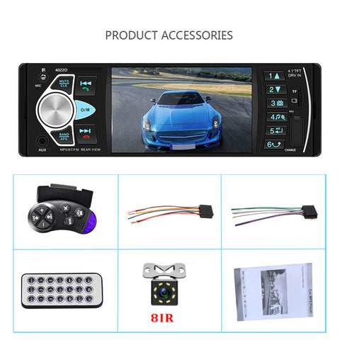 Hikity Car Radio 1 din 4022d FM radio car Auto Audio Stereo Bluetooth Autoradio Support Rear view Camera Steering Wheel Contral