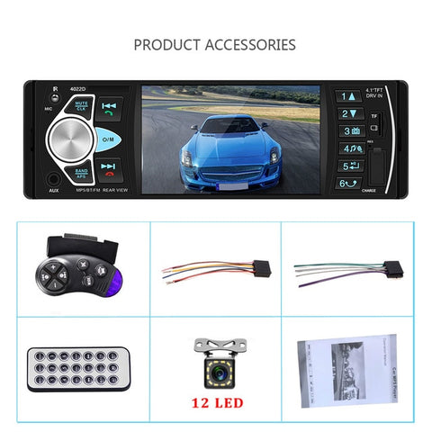 Hikity Car Radio 1 din 4022d FM radio car Auto Audio Stereo Bluetooth Autoradio Support Rear view Camera Steering Wheel Contral