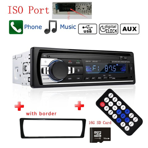 Podofo Autoradio JSD-520 12V In-dash 1 Din Bluetooth Car Radios SD MP3 Player Auto Audio Stereo FM Receiver Aux Input