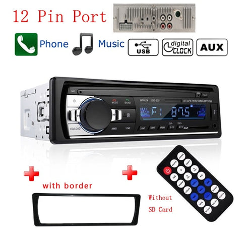 Podofo Autoradio JSD-520 12V In-dash 1 Din Bluetooth Car Radios SD MP3 Player Auto Audio Stereo FM Receiver Aux Input