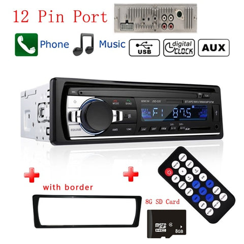 Podofo Autoradio JSD-520 12V In-dash 1 Din Bluetooth Car Radios SD MP3 Player Auto Audio Stereo FM Receiver Aux Input