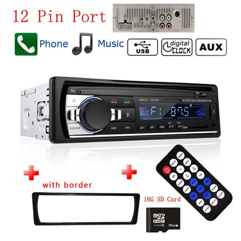 Podofo Autoradio JSD-520 12V In-dash 1 Din Bluetooth Car Radios SD MP3 Player Auto Audio Stereo FM Receiver Aux Input