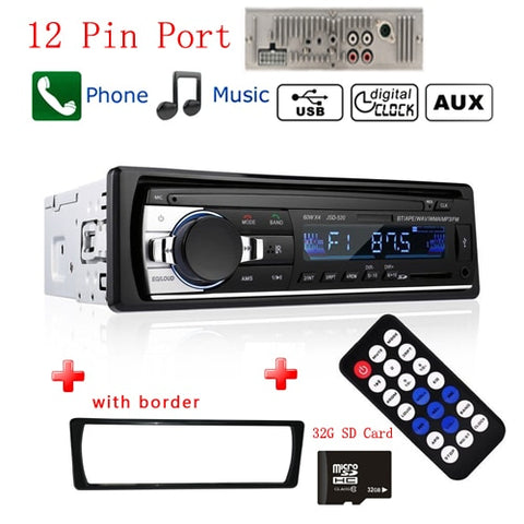 Podofo Autoradio JSD-520 12V In-dash 1 Din Bluetooth Car Radios SD MP3 Player Auto Audio Stereo FM Receiver Aux Input
