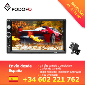 Podofo 2 din Car radio 7" Multimedia Player MP5 Touch Digital Display Bluetooth USB 2din Autoradio MP5 Stereo Backup Monitor