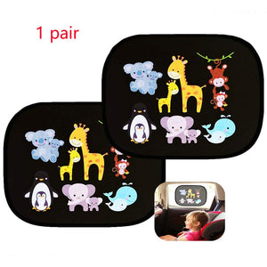 2pcs/Set Car Side Window Sunshade Cartoon Patterned Auto Sun Shades Protector Foldable Car Cover for Baby Child Kids Car Styling